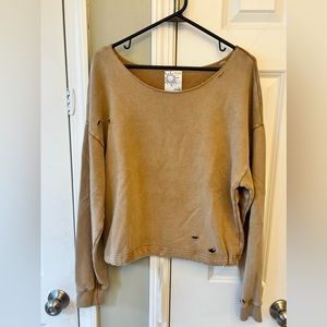 Offline by Aerie camel colored boat neck sweatshirt. Size small